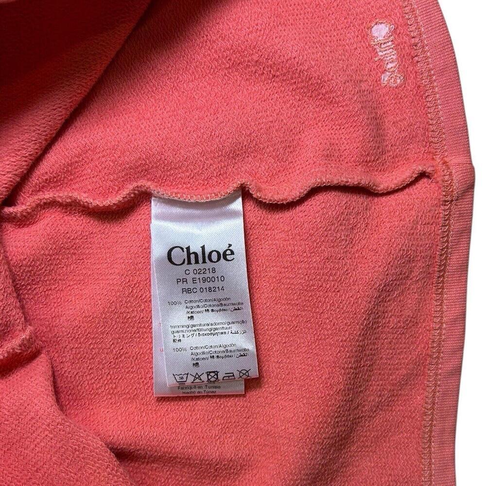 Chloé Baby Girl Coral Pink Cotton Ruffle Dress Embroidered Sz 6 Months NWOT - Picture 6 of 7